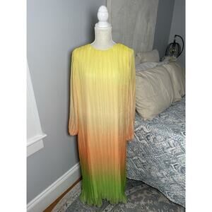 Something Navy Ombré Long Sleeve Maxi Dress Yellow Orange Green Medium
